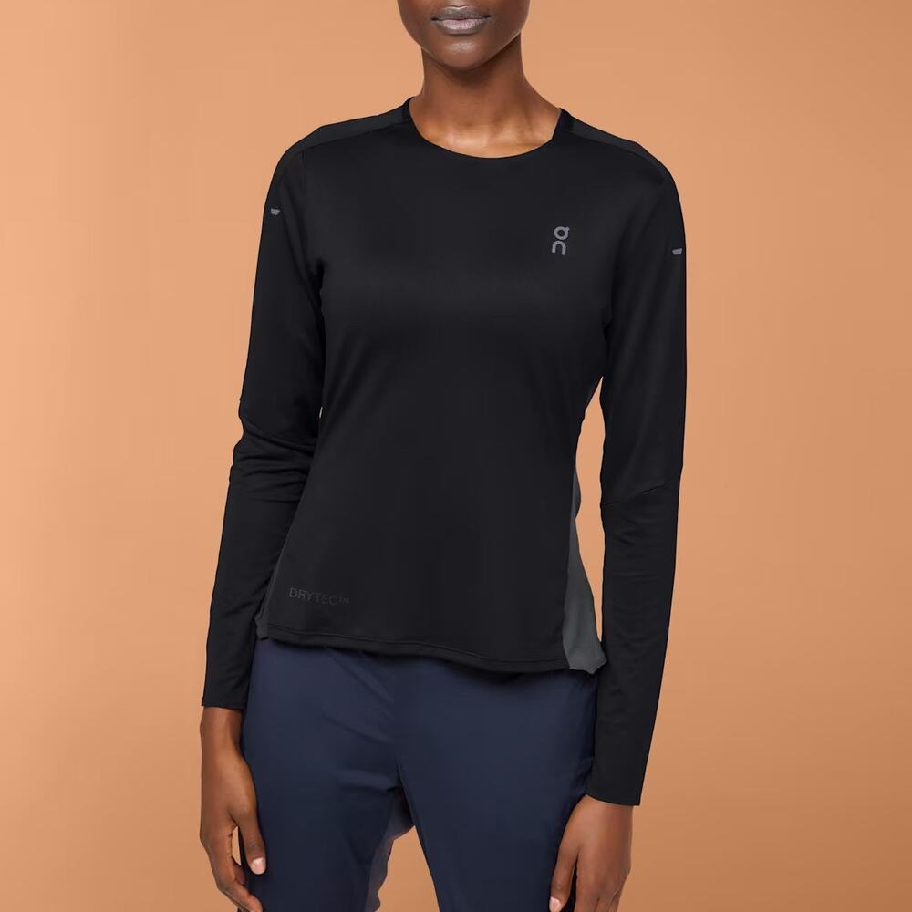 On Performance Long-T Shirt Colorblock DryTec Micro-Mesh Black | XS